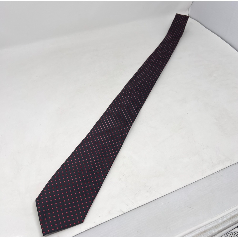 Fabio Fazio 100% Silk‎ Hand Made Men's Tie Geometric Black Red Lightweight - Picture 4 of 9
